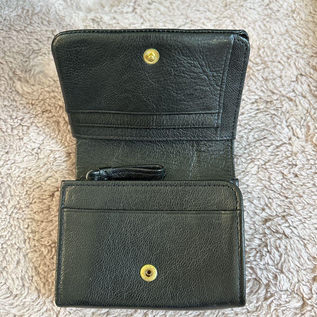 【YY 様】genten ブラックレザー 二つ折り財布 牛革 黒 男女兼用