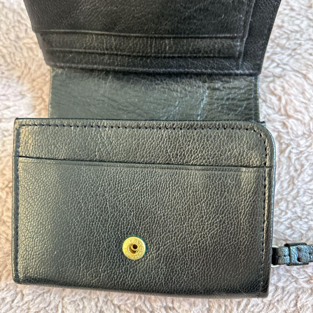 【YY 様】genten ブラックレザー 二つ折り財布 牛革 黒 男女兼用