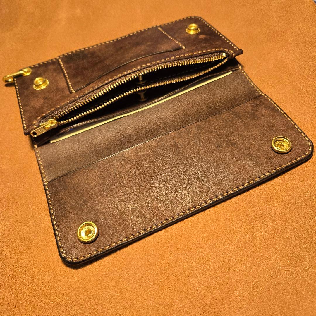 268ロング　トラッカーウォレット　イタリアンレザーMARGOT【ダークブラウン