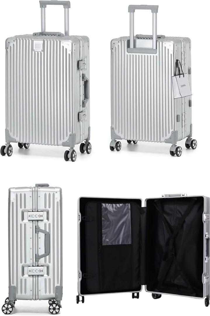 スーツケース アルミフレーム キャリー ケース　シルバー Lサイズ 80L