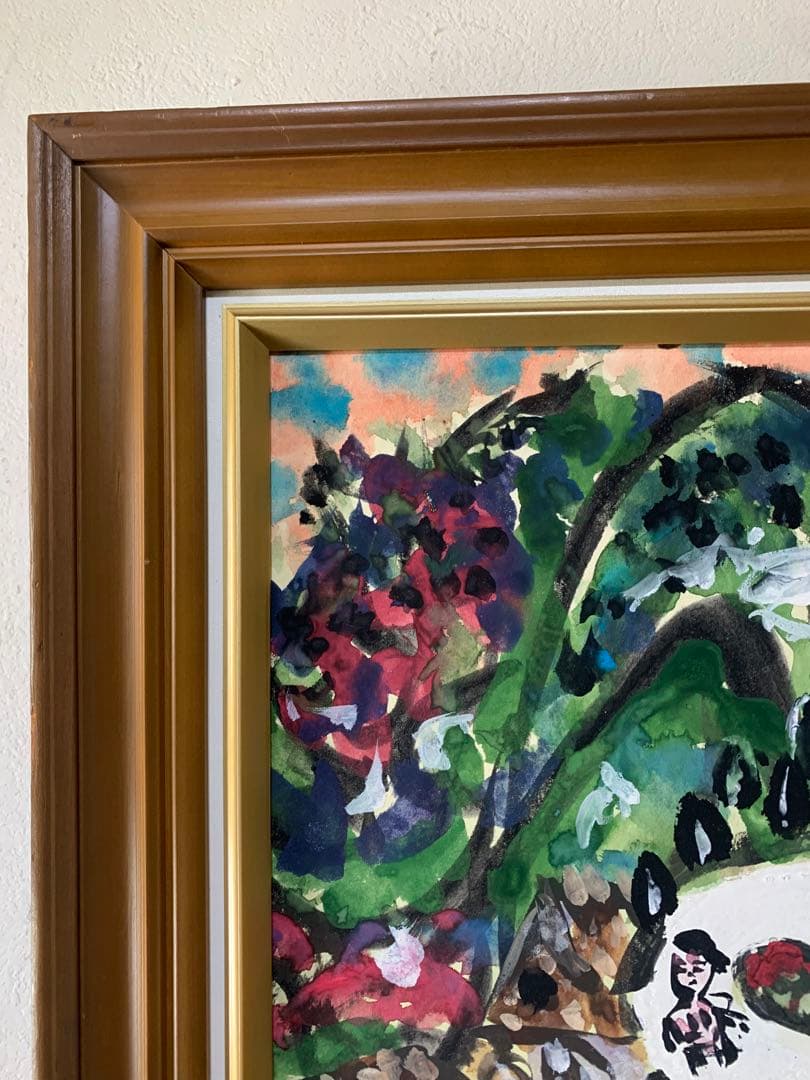 希少　真作　F10 大判　丸投三代吉『家路』水彩肉筆画　サイン有り　昭和56年作