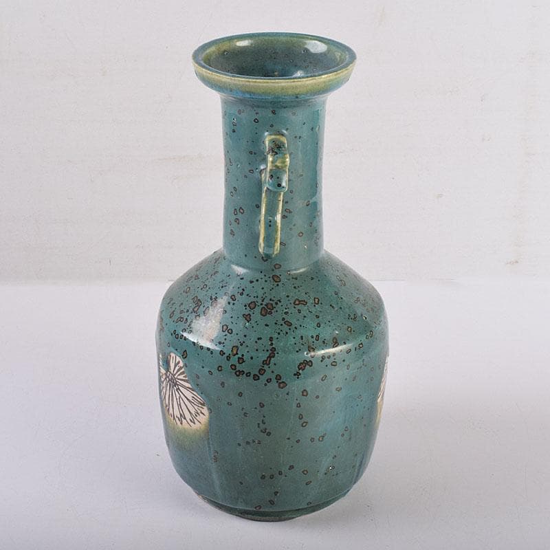 北大路魯山人作　織部焼　耳付花瓶　小山富士夫（古山子）極め箱　D　R8931B