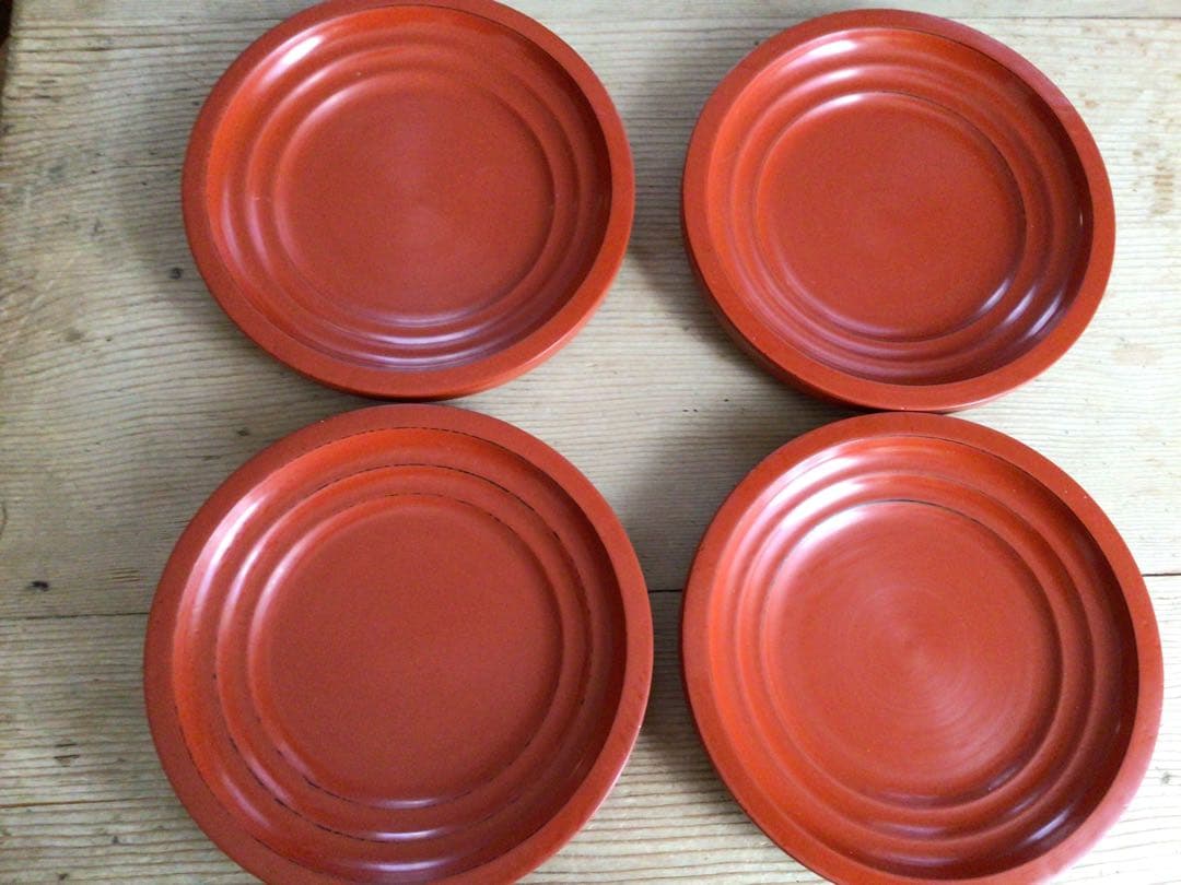 ⭕️⭕️【新品未使用品】越前塗 山中塗 会津塗茶托 漆器 平皿4枚セット⭕️⭕️