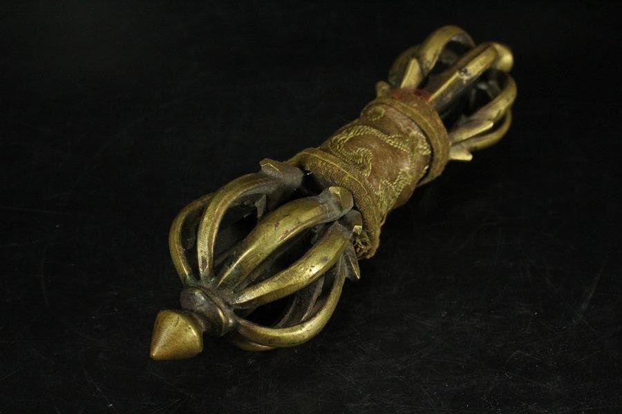 仏教美術 古銅 五鈷杵 密教 法具(K-LC971)