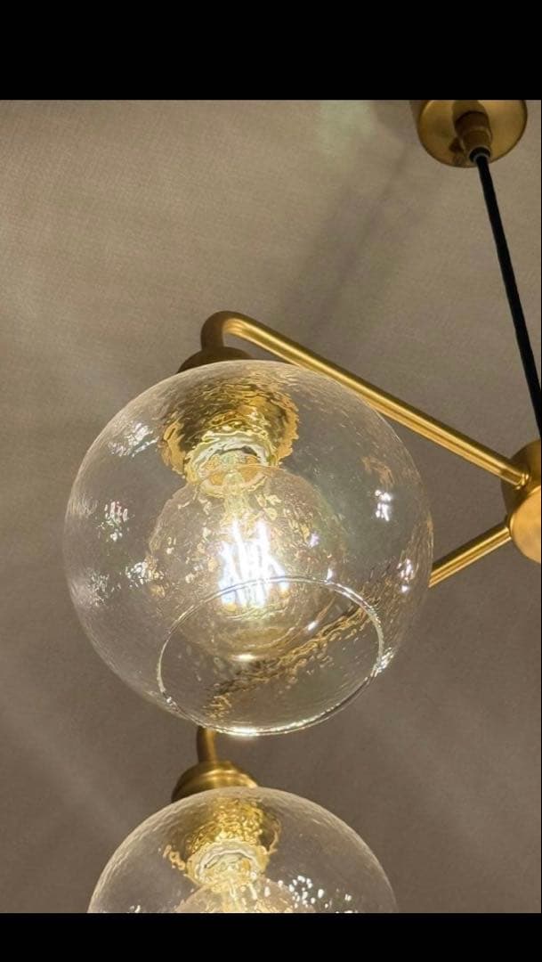 ニトリ ガラスペンダントライト 5灯 ゴールド