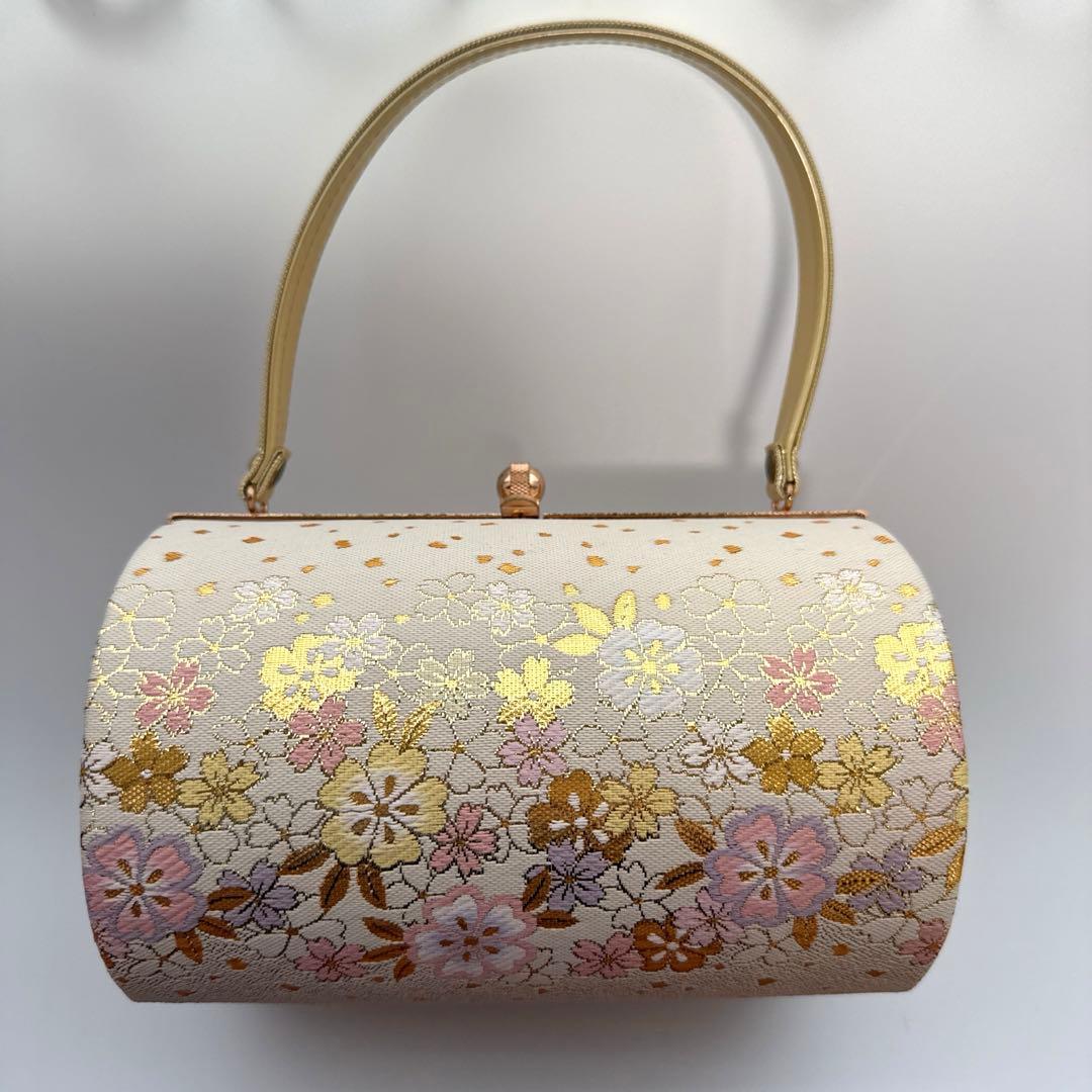 和装用草履&バッグ　ゴールド　花柄
