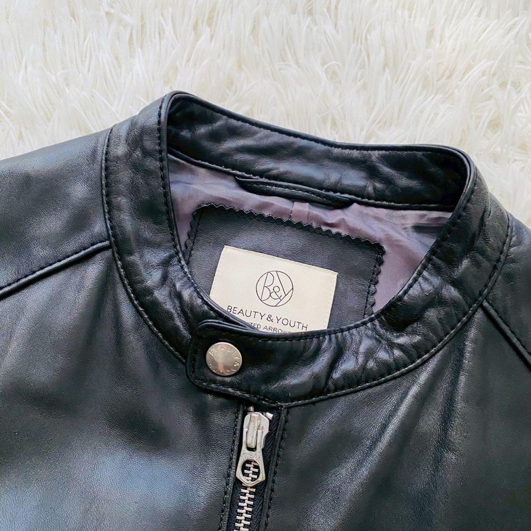 ユナイテッドアローズ●極美品●高級ラムレザー シングルライダースジャケット XL