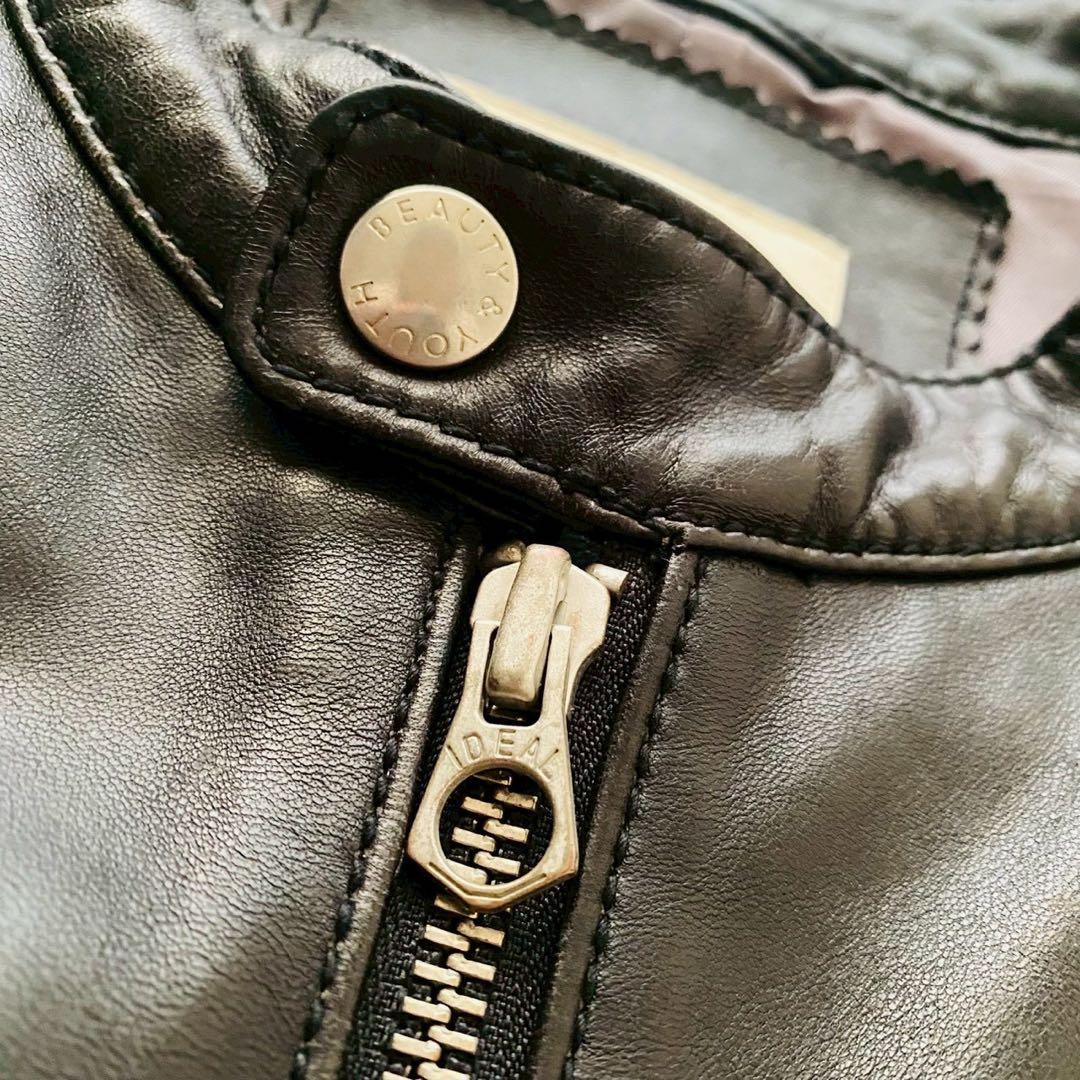 ユナイテッドアローズ●極美品●高級ラムレザー シングルライダースジャケット XL