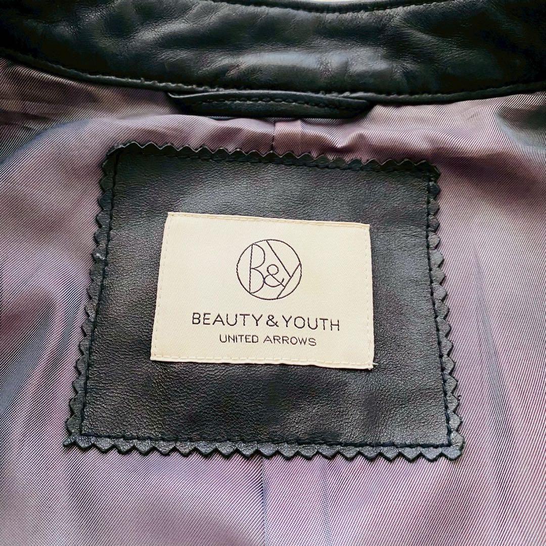 ユナイテッドアローズ●極美品●高級ラムレザー シングルライダースジャケット XL