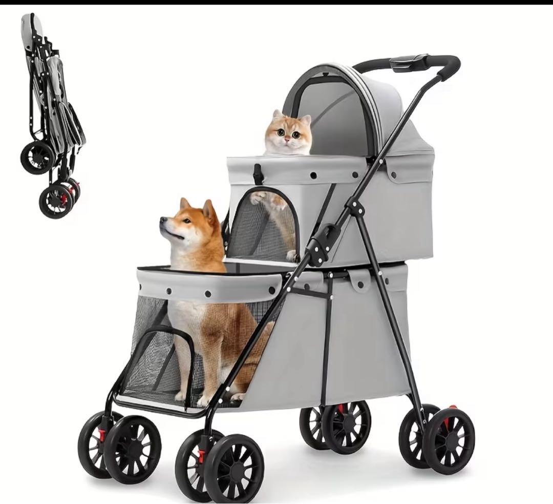 ペット用カート ブラック　多頭