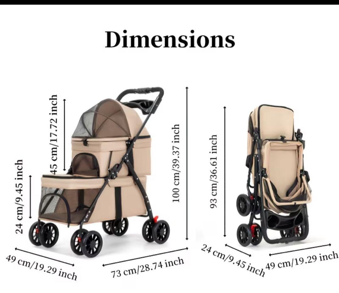 ペット用カート ブラック　多頭