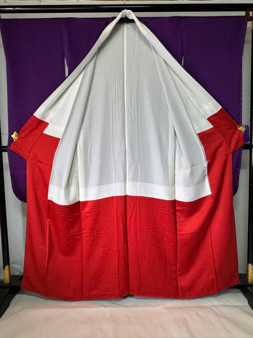 [美品] ヴィンテージ　振袖　成人式　手縫い　紫　黒　繻子　綸子　結婚式