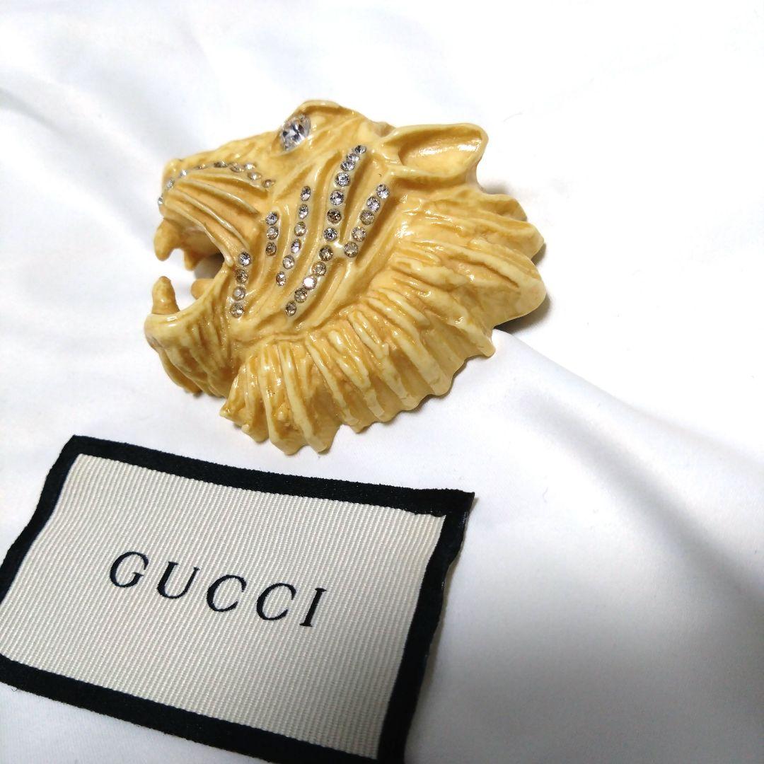 超希少　GUCCI　タイガー　ブローチ　イエロー