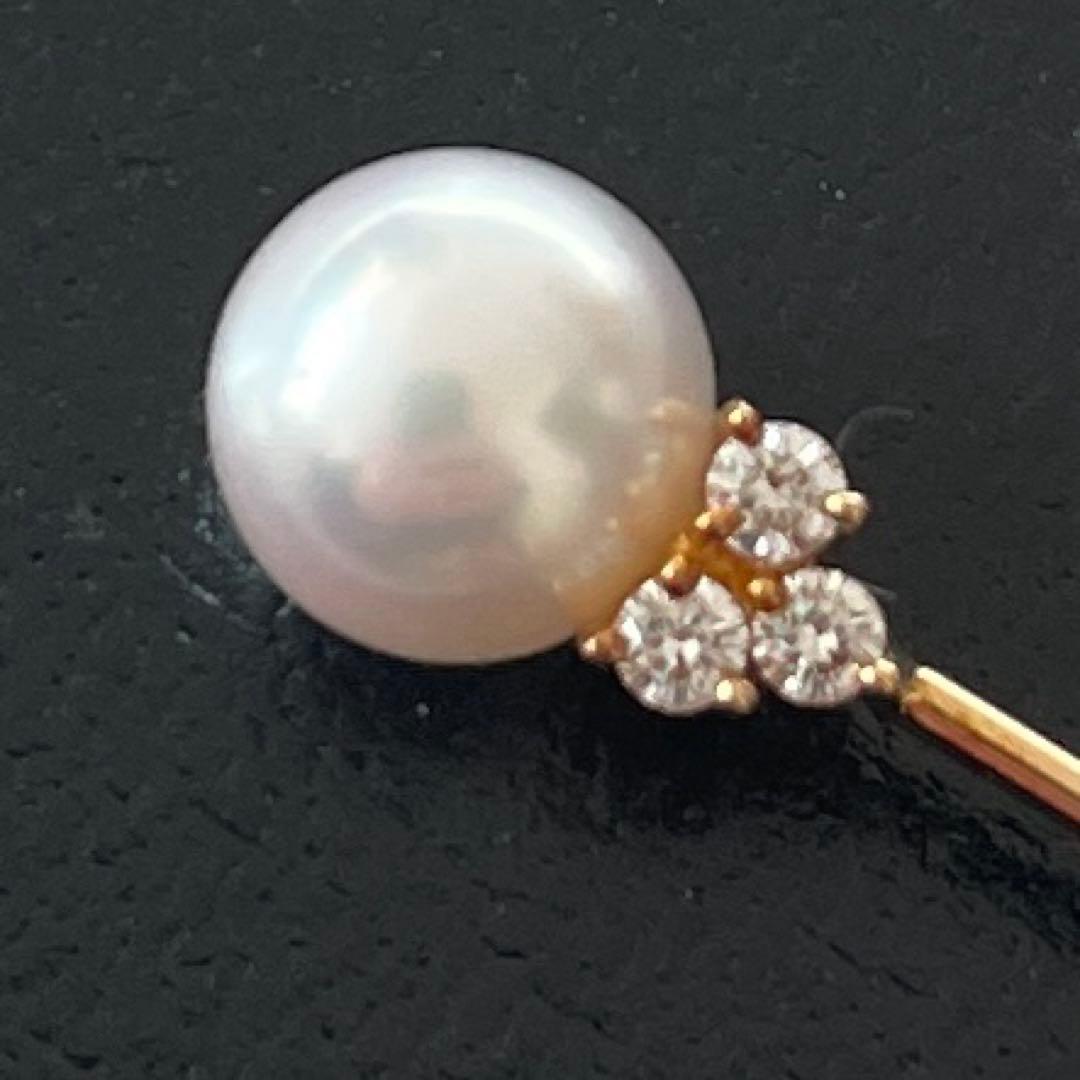 美品 TASAKI タサキ 田崎真珠 K18 ダイヤとパールのピンブローチ
