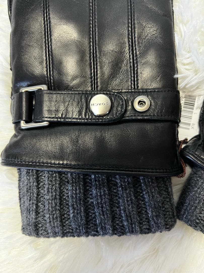 コーチ　メンズ 手袋　レザー&カシミヤ グローブ　F83853 BLK