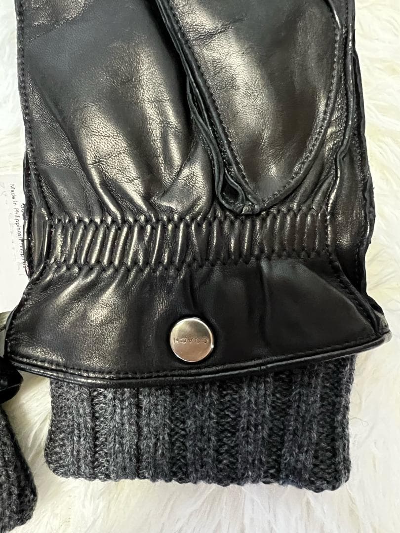 コーチ　メンズ 手袋　レザー&カシミヤ グローブ　F83853 BLK