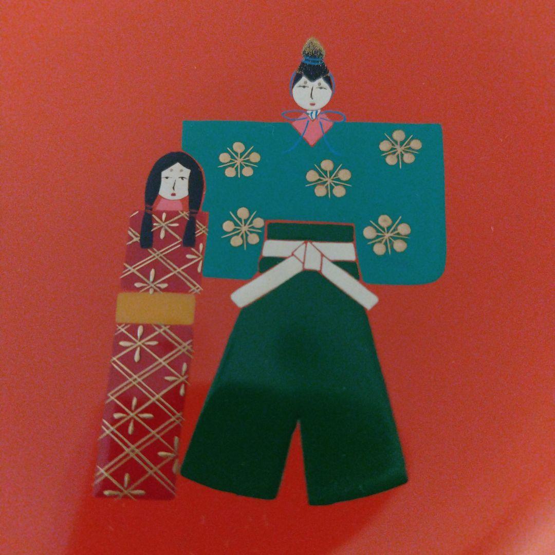 輪島塗　慶塚　立雛　朱塗菓子皿一枚