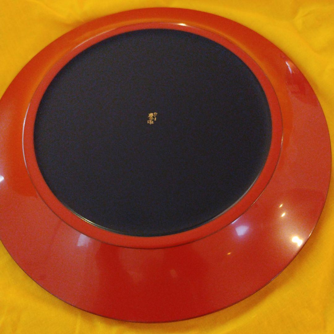 輪島塗　慶塚　立雛　朱塗菓子皿一枚