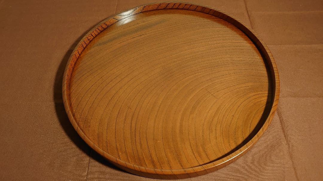 丸盆　山中漆器　欅　欅製　くり抜き　川北造　拭き漆　富貴漆　アンティーク　１客