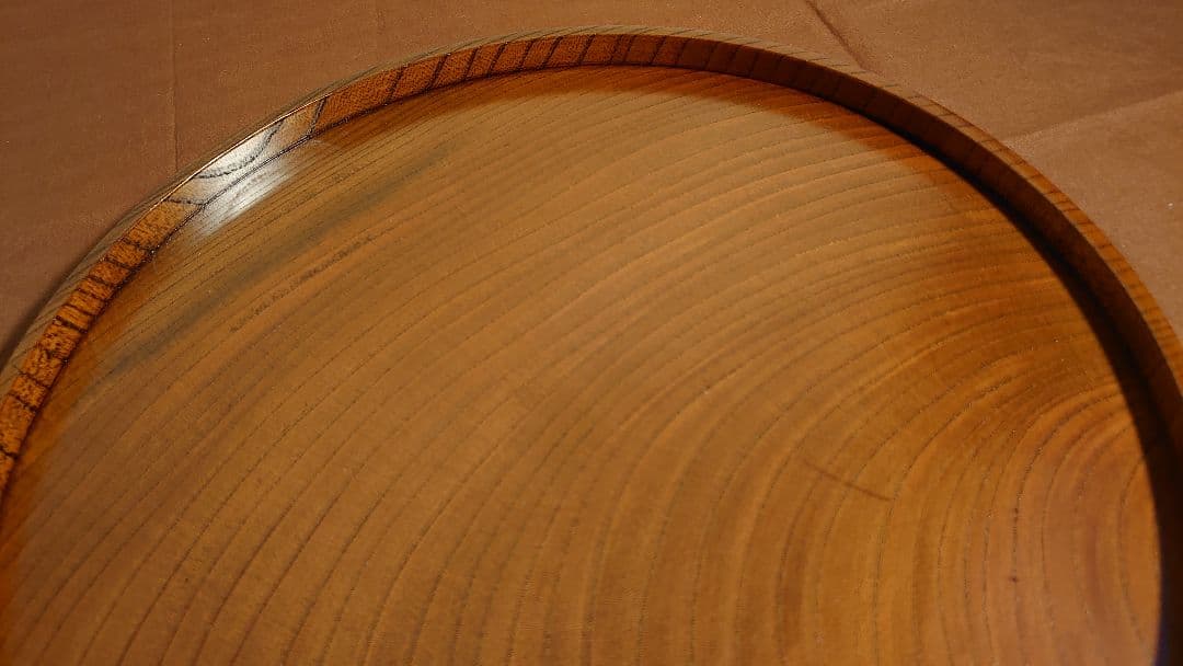 丸盆　山中漆器　欅　欅製　くり抜き　川北造　拭き漆　富貴漆　アンティーク　１客