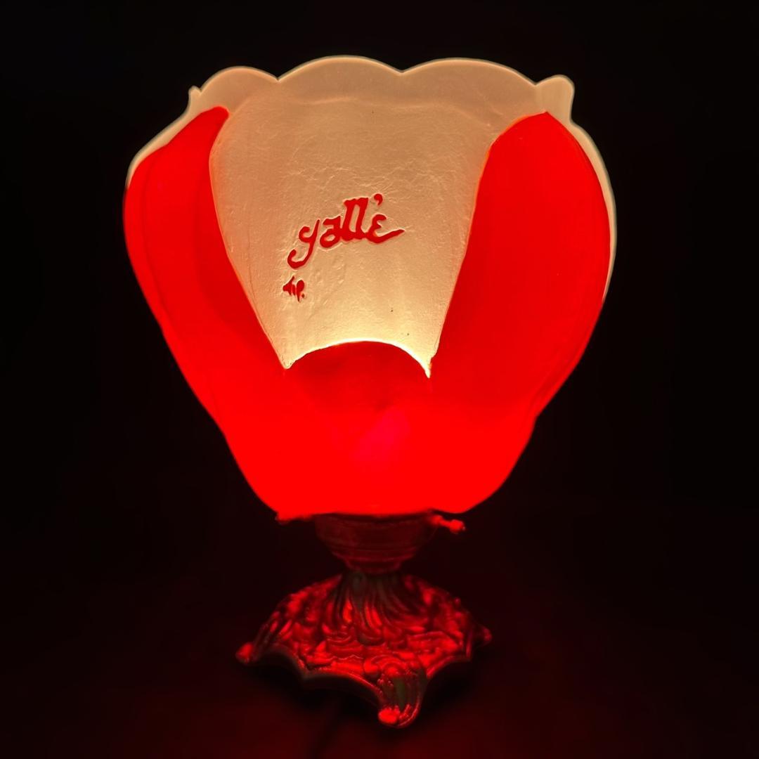 エミールガレ フラワー型　卓上照明 　技法スフレ　被せガラス　高さ22