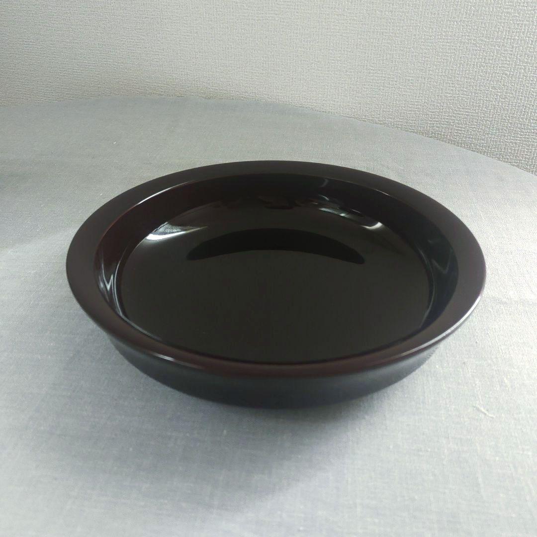 漆器 菓子鉢 平鉢 トレー 丸盆 深め ブラック 無地 工芸