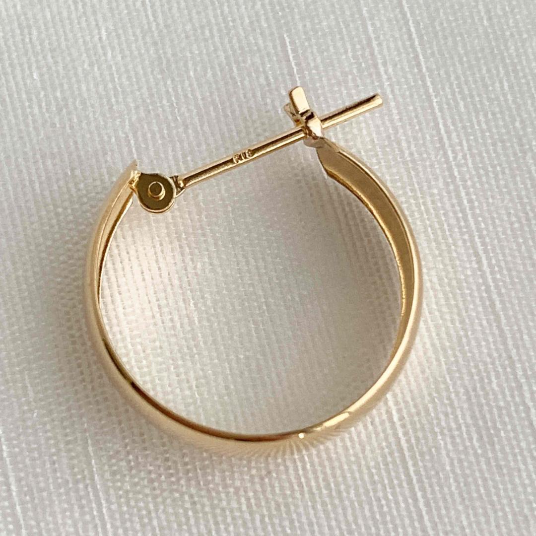 18金【4×15mm 甲丸フープピアス 】イエローゴールド ペア 日本製 新品！