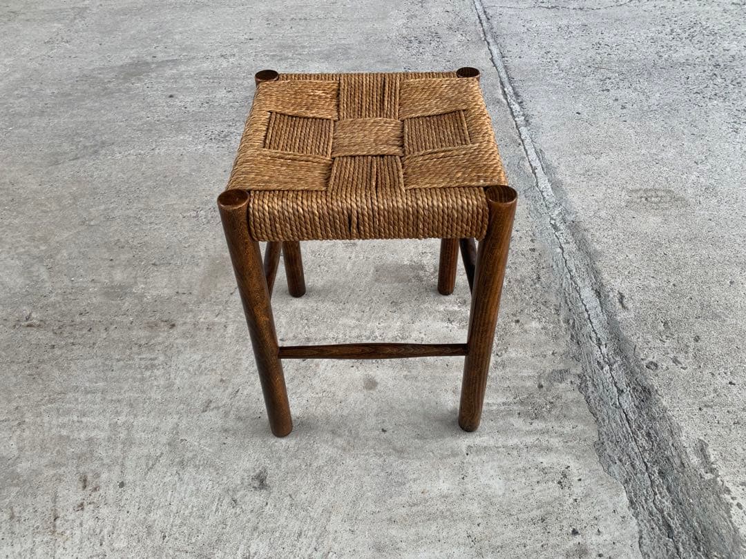 アンティーク ラッシュ スツール 縄編み チェア 民芸家具 椅子 No.4