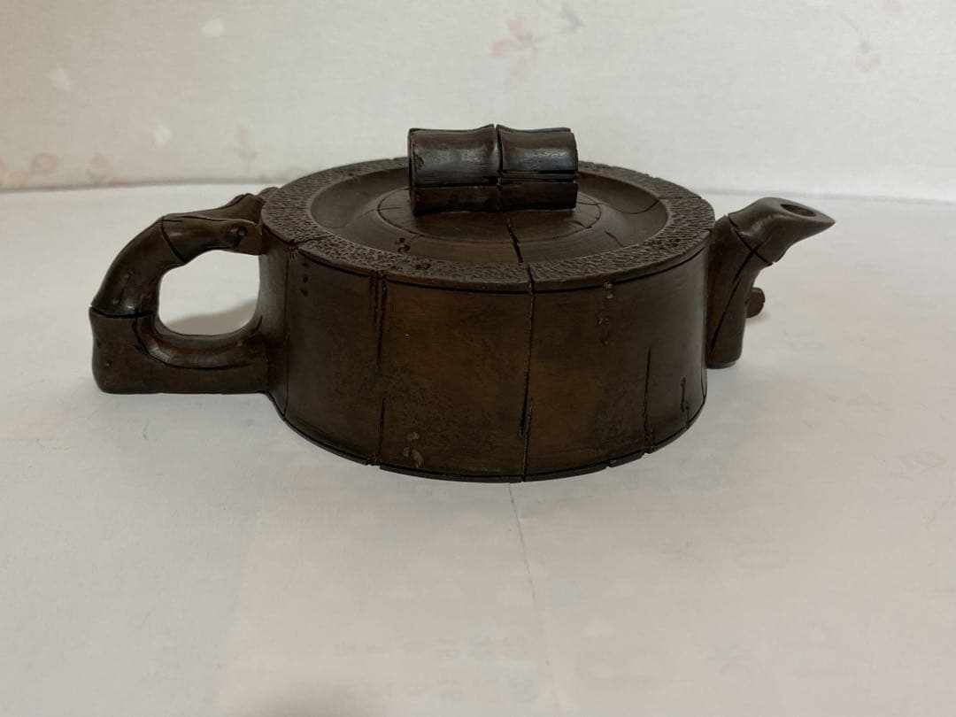 ♦中国？台湾 竹節形 茶道具1式 茶壺 茶碗 盆 急須 紫泥 煎茶道具 骨董品