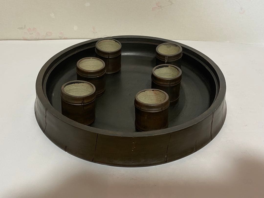 ♦中国？台湾 竹節形 茶道具1式 茶壺 茶碗 盆 急須 紫泥 煎茶道具 骨董品