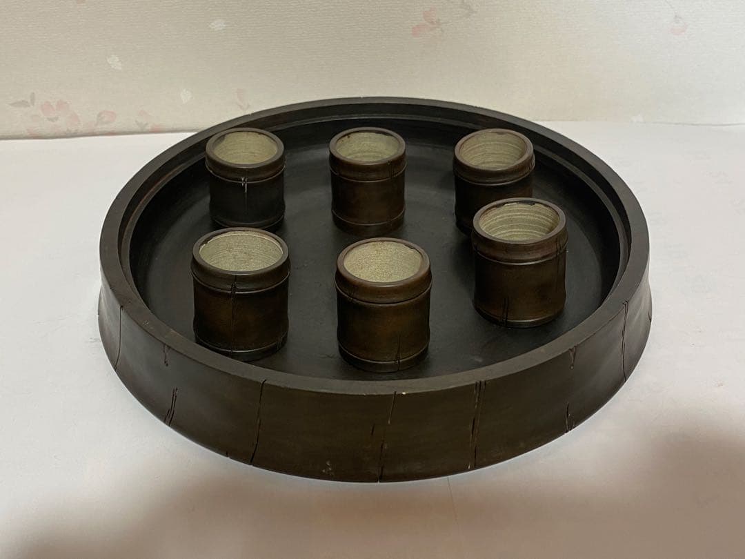 ♦中国？台湾 竹節形 茶道具1式 茶壺 茶碗 盆 急須 紫泥 煎茶道具 骨董品