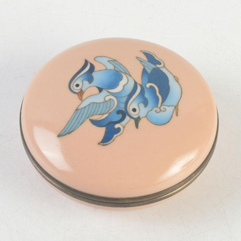 茶道具　安藤七宝焼　正倉院御物　双鳥文　香合　共布　共箱　V　9653