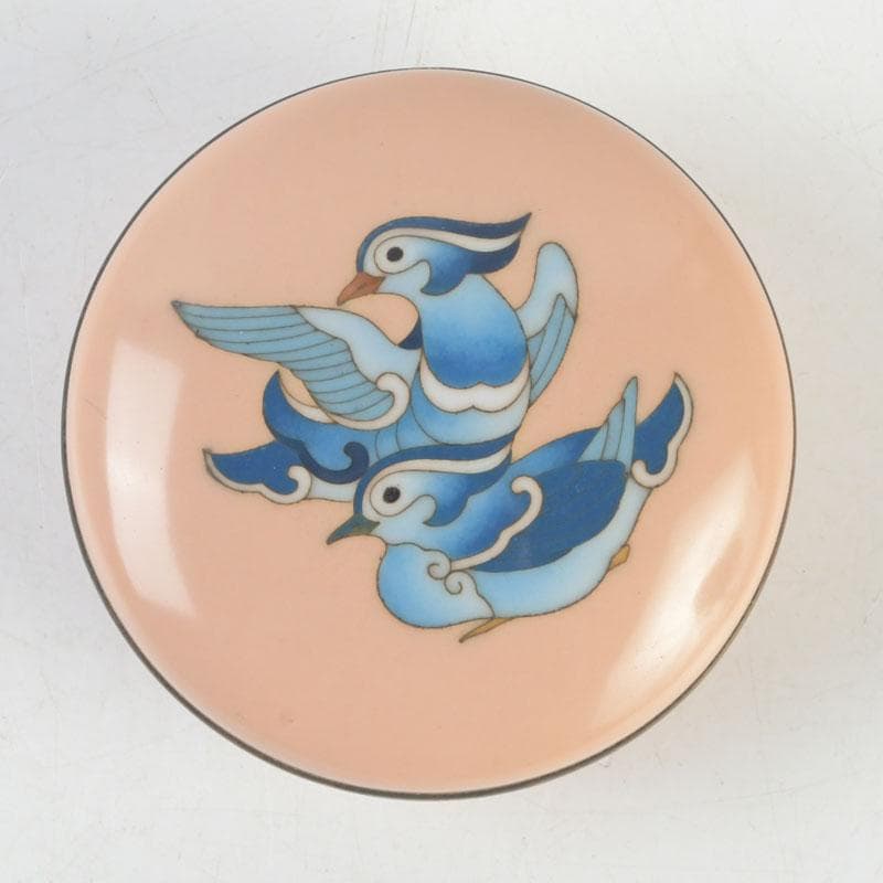 茶道具　安藤七宝焼　正倉院御物　双鳥文　香合　共布　共箱　V　9653