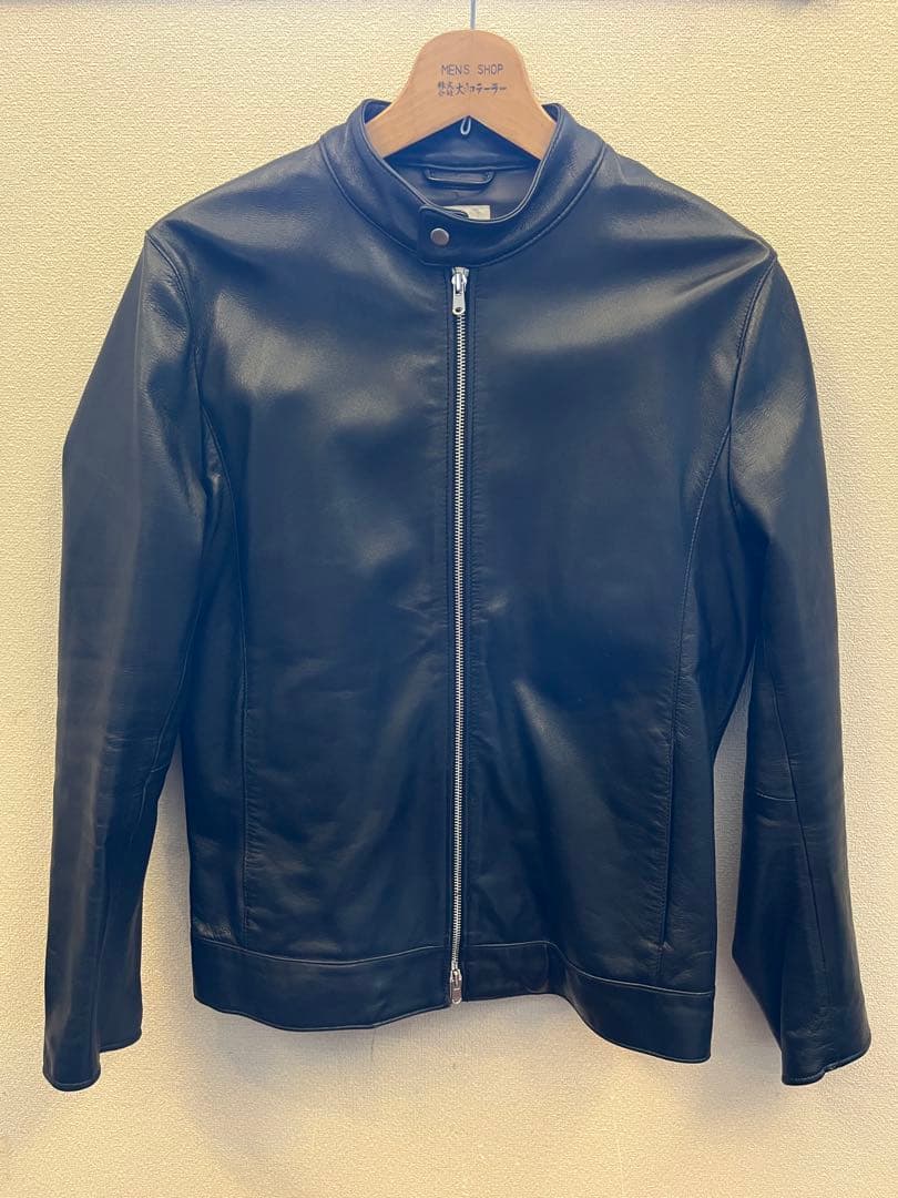 EDIFICE 黒 レザー シングルライダースジャケット