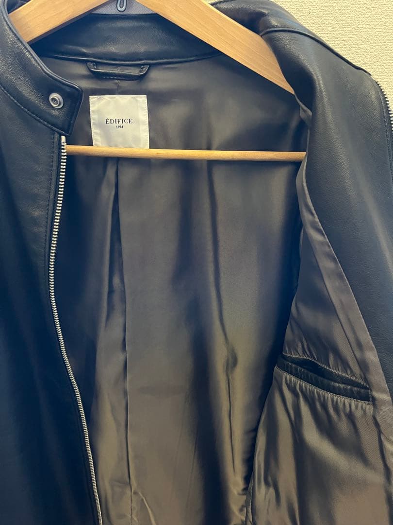 EDIFICE 黒 レザー シングルライダースジャケット