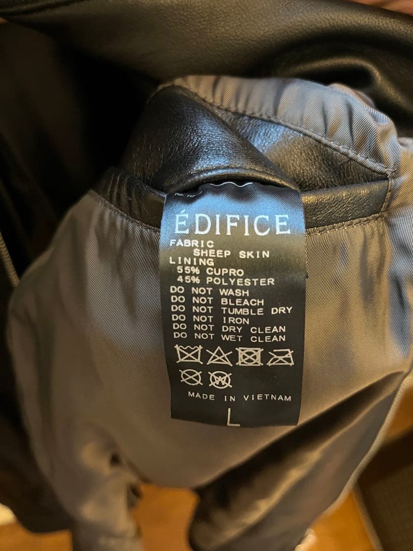 EDIFICE 黒 レザー シングルライダースジャケット