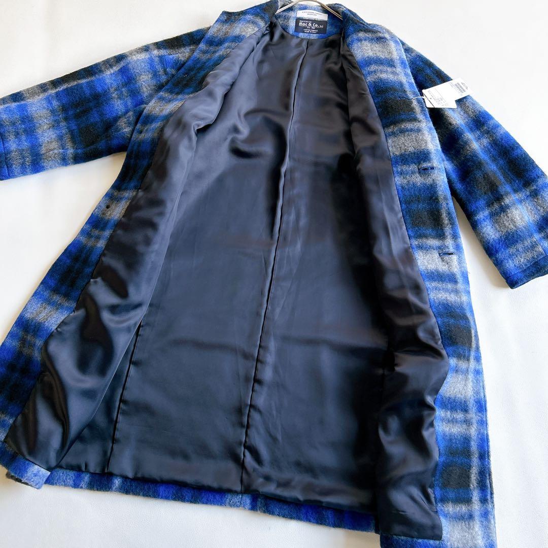 新品★BEAMS BOY スライバータータンチェックノーカラーコート 22FW