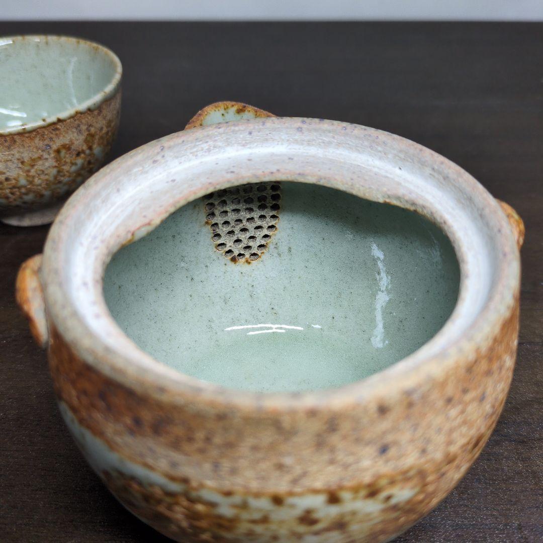 市野勝助 作 丹波立杭焼 茶器 共箱＆青龍窯 梨青瓷 刷毛目 茶具 共箱 セット