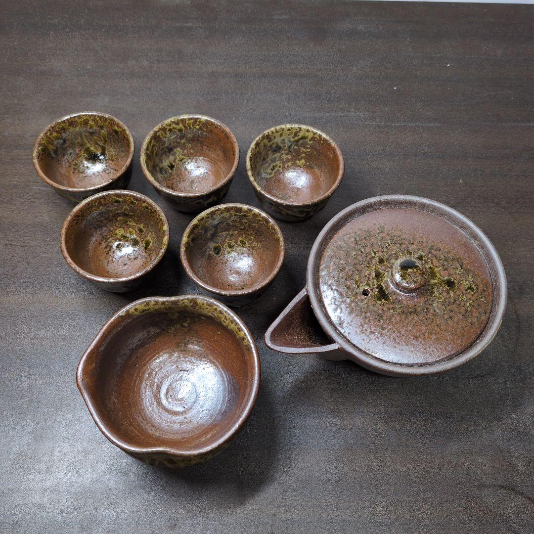 市野勝助 作 丹波立杭焼 茶器 共箱＆青龍窯 梨青瓷 刷毛目 茶具 共箱 セット