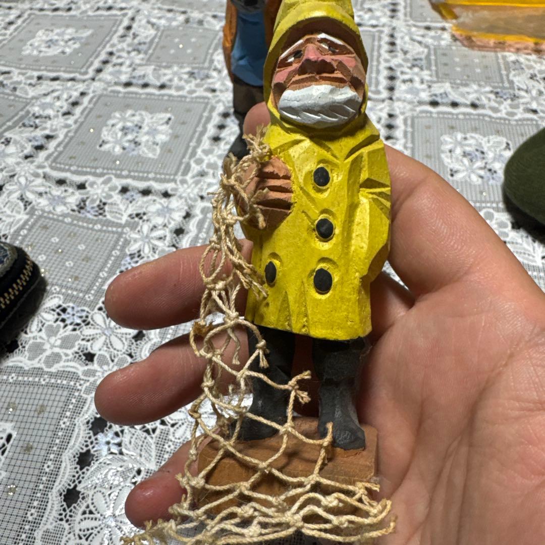 【木彫り人形】船乗り・漁師モチーフ 木彫フィギュア 4体セット 民芸 オブジェ