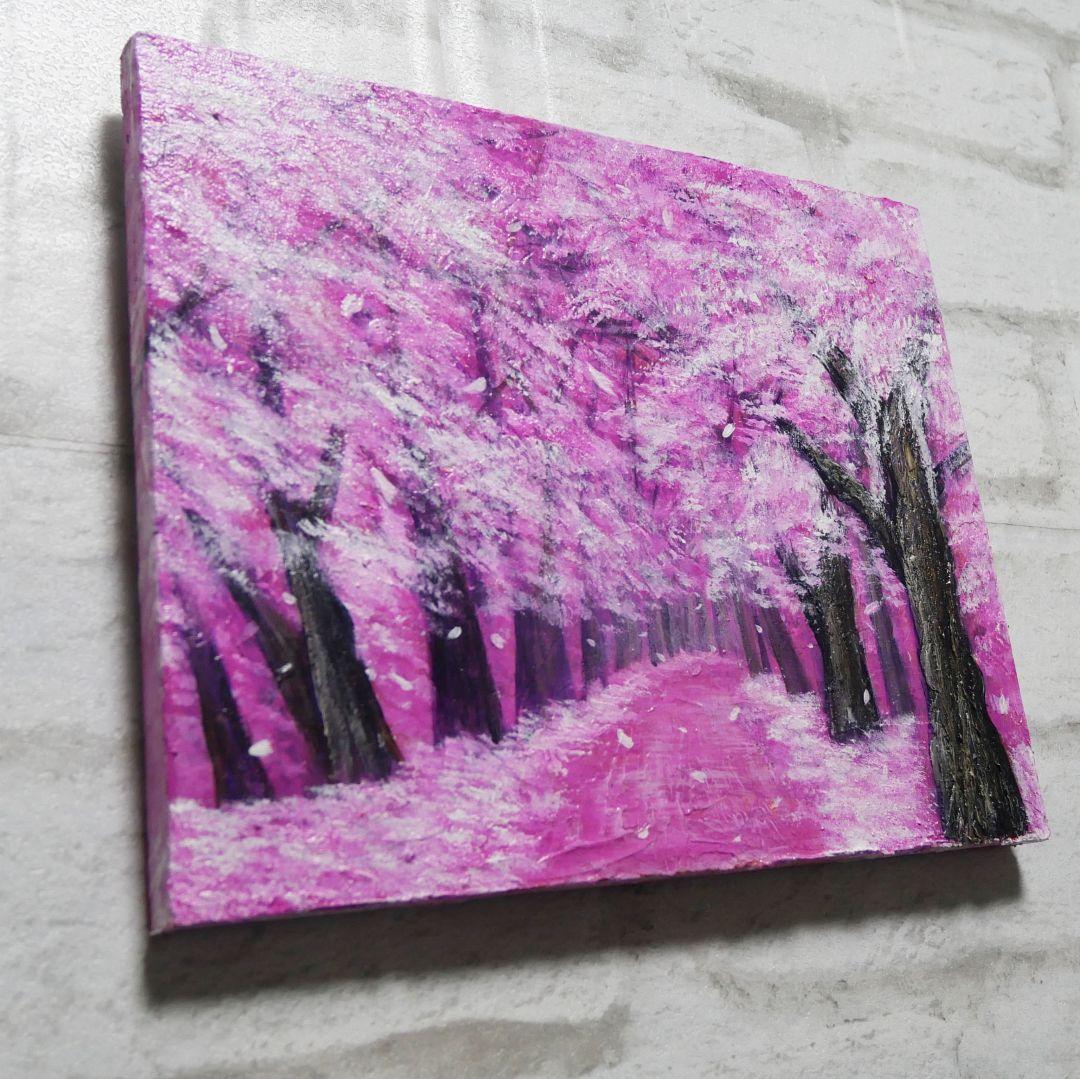 油絵 油彩 油彩画 絵画 絵【桃色の桜の道】
