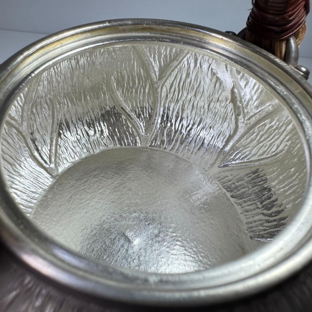 純銀製 薬缶 貴石摘 藤手 銀瓶 美術品 煎茶 純銀保証