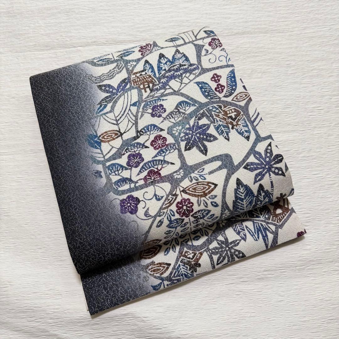 m-80 京友禅 紅型染 名古屋帯 正絹 極美品