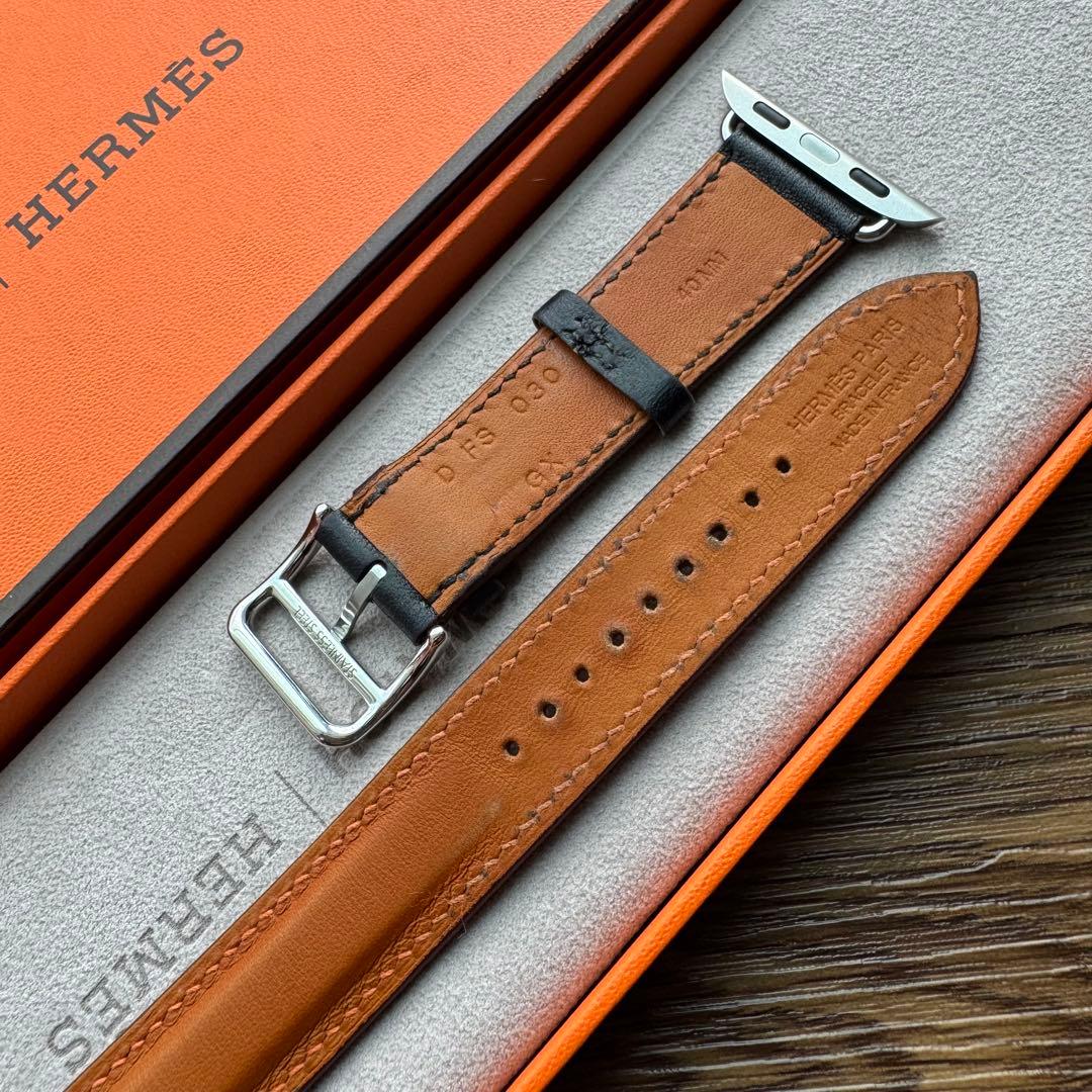 2528 Apple Watch エルメス　インディゴ　クレ　オレンジ　二重