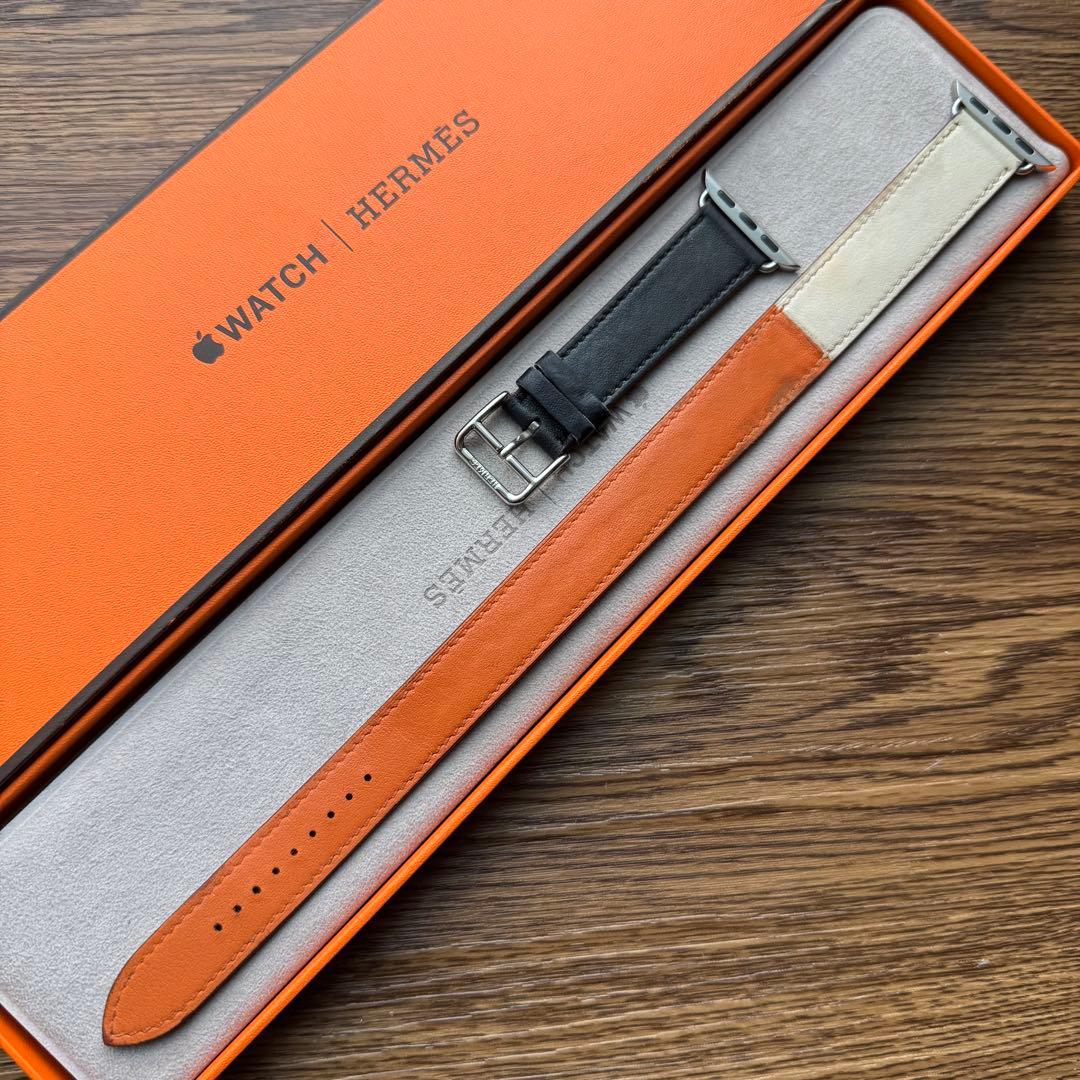2528 Apple Watch エルメス　インディゴ　クレ　オレンジ　二重