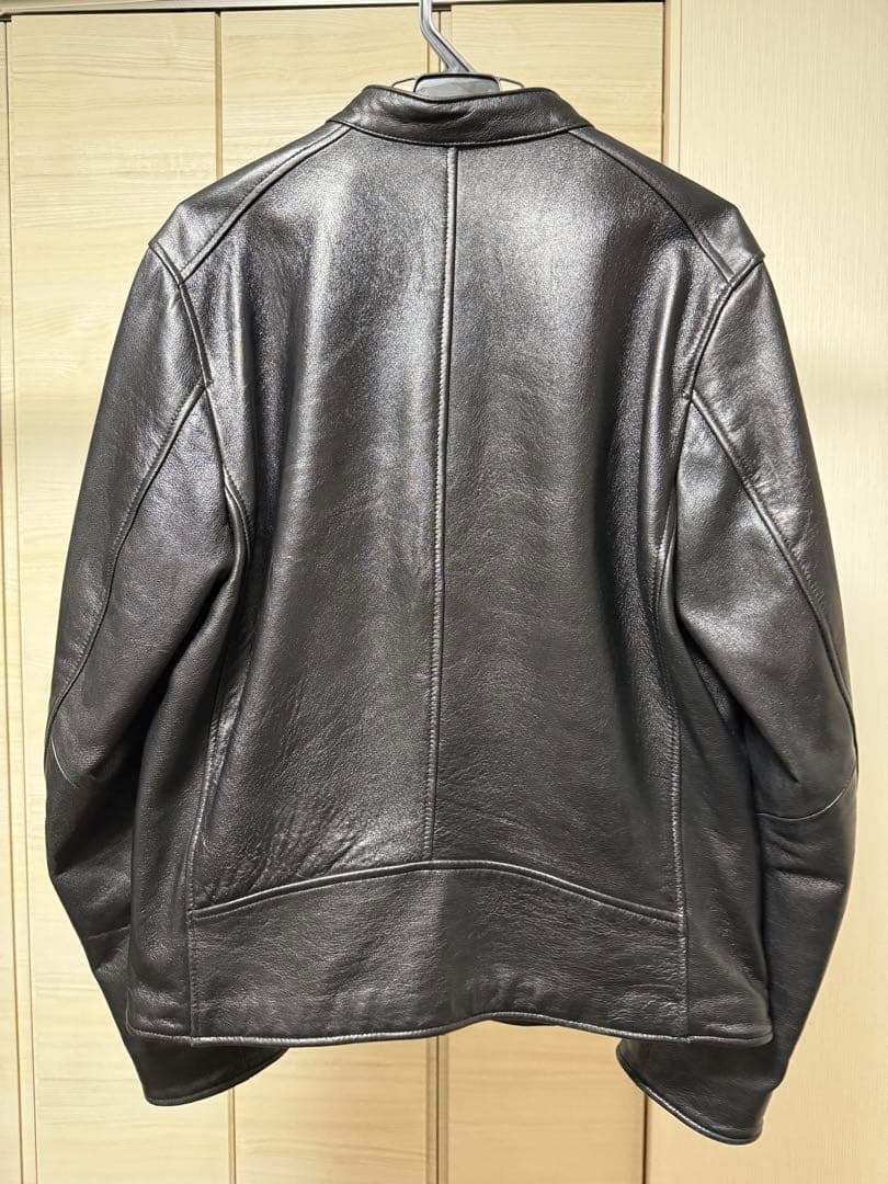 nano universe ブラックレザーシングルライダースジャケット