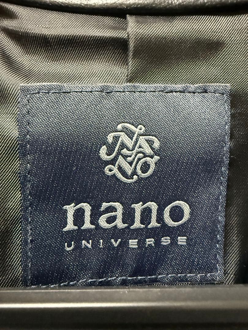 nano universe ブラックレザーシングルライダースジャケット