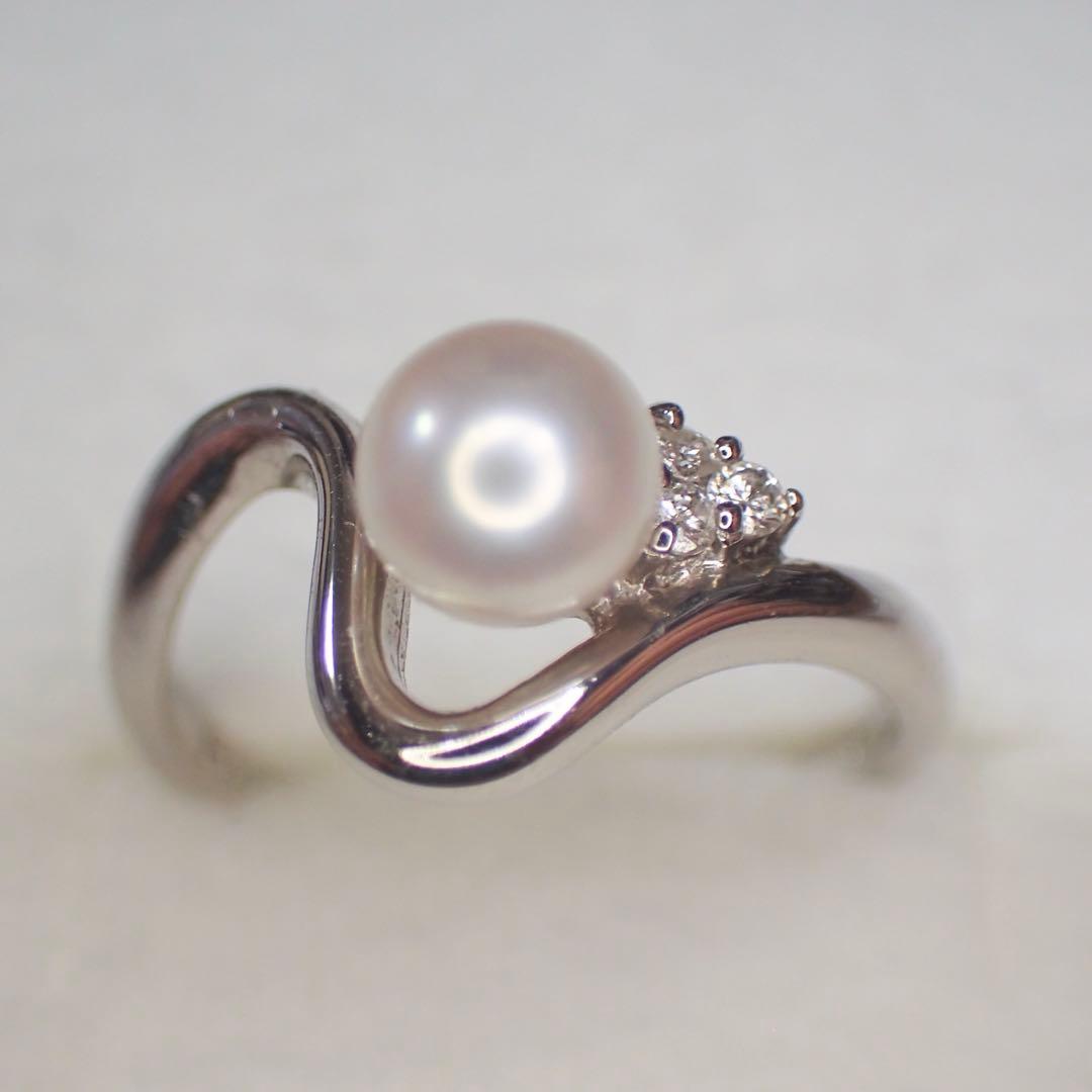 スカラベ アコヤ真珠 指輪 pt900 8号