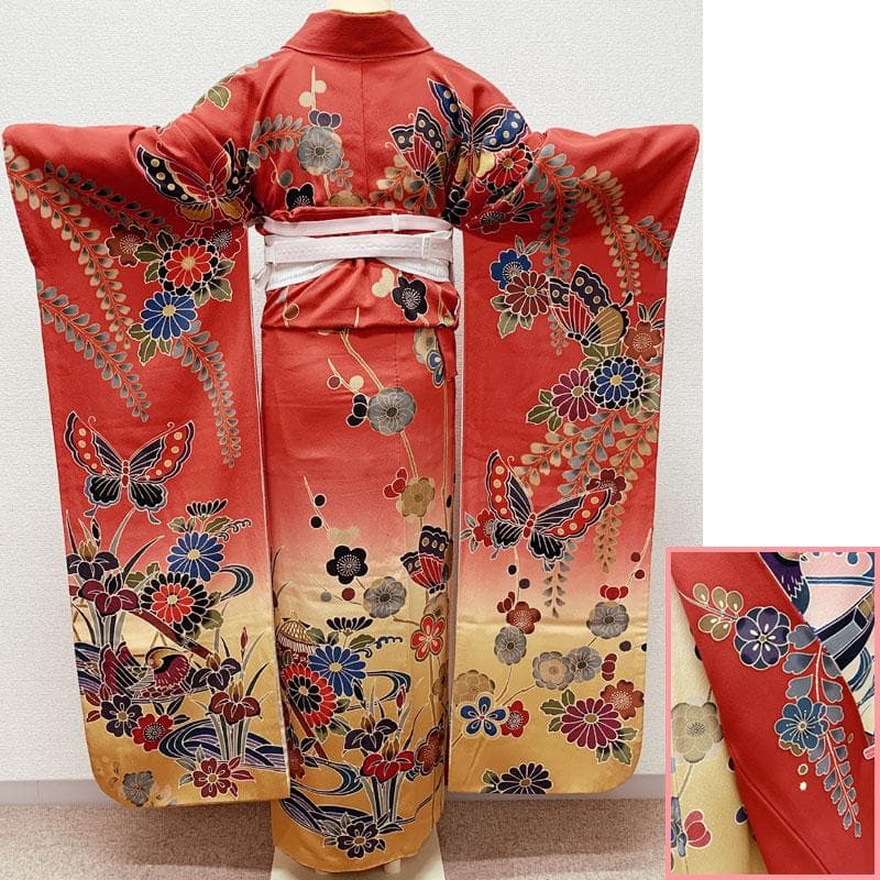 412z2.411y11.小物類☆紅型振袖 宮崎良次 辻が花 京紅型 作家物 赤