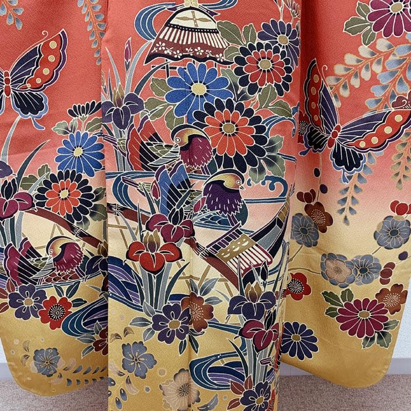 412z2.411y11.小物類☆紅型振袖 宮崎良次 辻が花 京紅型 作家物 赤